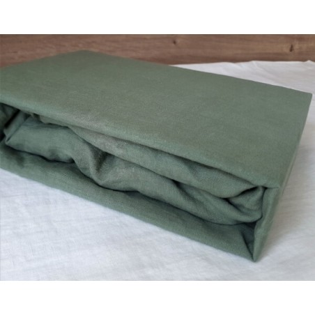 Žalia lininė paklodė su guma - miegoimperija.lt