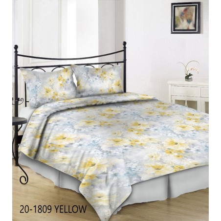 Nuostabaus grožio mako satino patalynės komplektas Yellow - miegoimperija.lt