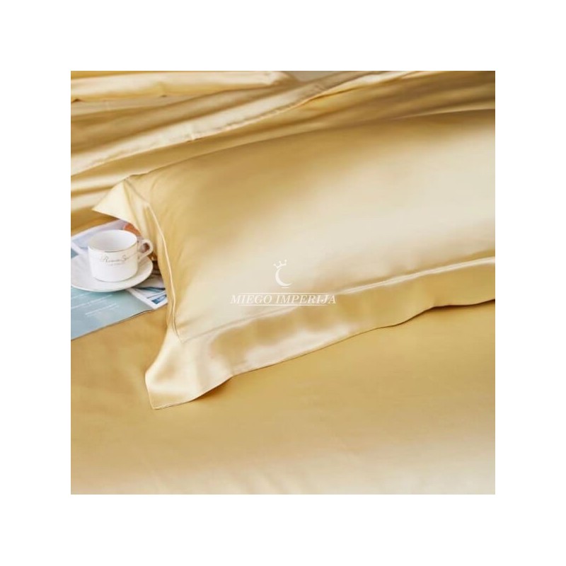 Šilkinis pagalvių užvalkalas, geltonas - miegoimperija.lt