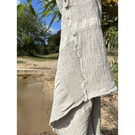 Puslininis vaflinis rankšluostis smulkiais langeliais (linas 75%) - miegoimperija.lt