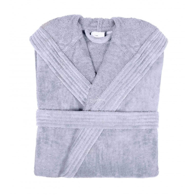 Chalatas veliūrinis su apykakle Light Grey - Miegoimperija.lt