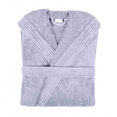 Chalatas veliūrinis su apykakle Light Grey - Miegoimperija.lt