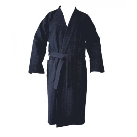 Vaflinis medvilninis vyriškas chalatas kimono juodas