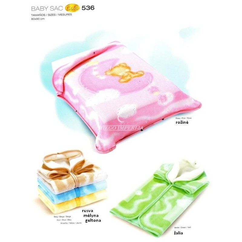 Prabangus vokelis-pledas kūdikiui BABY SAC GOLD 536 Prabangus vokelis-pledas kūdikiui BABY SAC GOLD 536